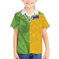 Cook Islands Language Week Kid Hawaiian Shirt Tatau Pattern and Rarotongan Alphabet LT03 Kid Green - Polynesian Pride