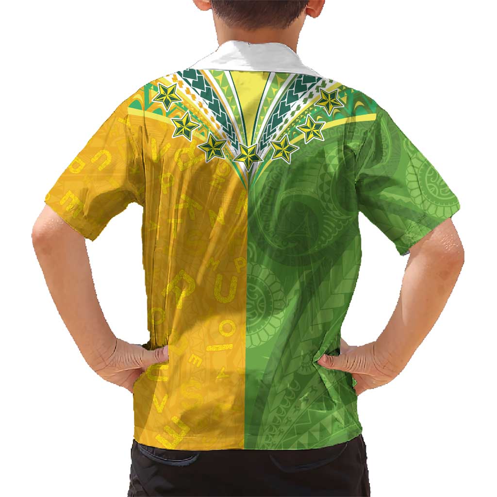 Cook Islands Language Week Kid Hawaiian Shirt Tatau Pattern and Rarotongan Alphabet LT03 - Polynesian Pride
