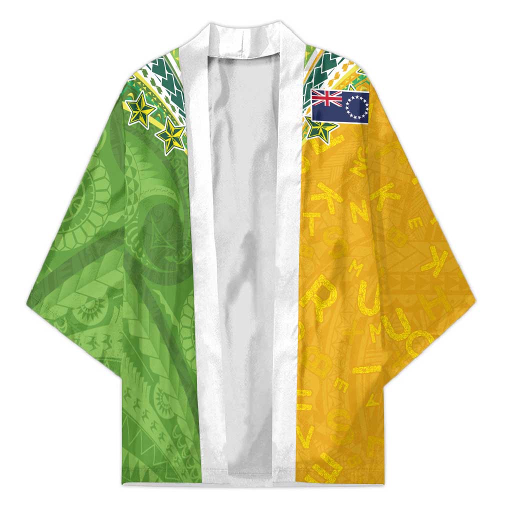 Cook Islands Language Week Kimono Tatau Pattern and Rarotongan Alphabet LT03 Unisex Green - Polynesian Pride
