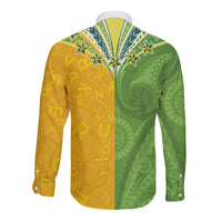 Cook Islands Language Week Long Sleeve Button Shirt Tatau Pattern and Rarotongan Alphabet LT03 - Polynesian Pride