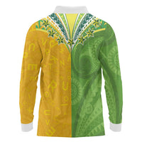 Cook Islands Language Week Long Sleeve Polo Shirt Tatau Pattern and Rarotongan Alphabet LT03 - Polynesian Pride