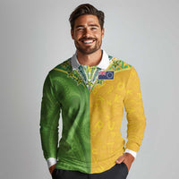 Cook Islands Language Week Long Sleeve Polo Shirt Tatau Pattern and Rarotongan Alphabet LT03 - Polynesian Pride