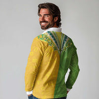 Cook Islands Language Week Long Sleeve Polo Shirt Tatau Pattern and Rarotongan Alphabet LT03 - Polynesian Pride