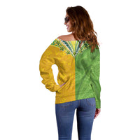 Cook Islands Language Week Off Shoulder Sweater Tatau Pattern and Rarotongan Alphabet LT03 - Polynesian Pride