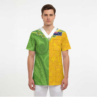 Cook Islands Language Week Scrub Top Tatau Pattern and Rarotongan Alphabet LT03 - Polynesian Pride
