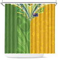 Cook Islands Language Week Shower Curtain Tatau Pattern and Rarotongan Alphabet LT03 Green - Polynesian Pride
