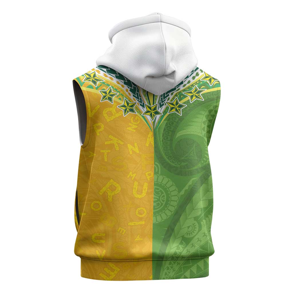 Cook Islands Language Week Sleeveless Zip Hoodie Tatau Pattern and Rarotongan Alphabet LT03 - Polynesian Pride