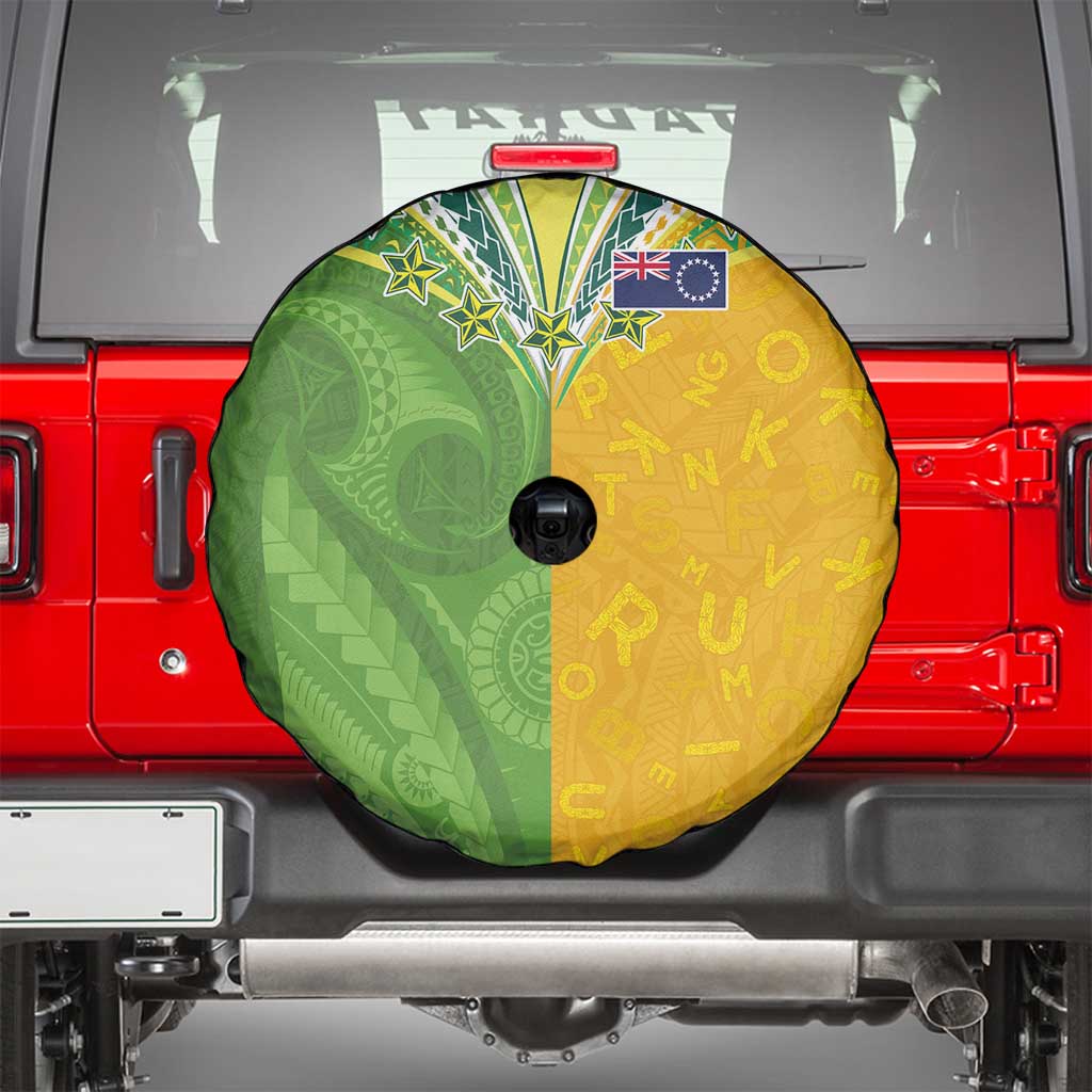 Cook Islands Language Week Spare Tire Cover Tatau Pattern and Rarotongan Alphabet LT03 - Polynesian Pride