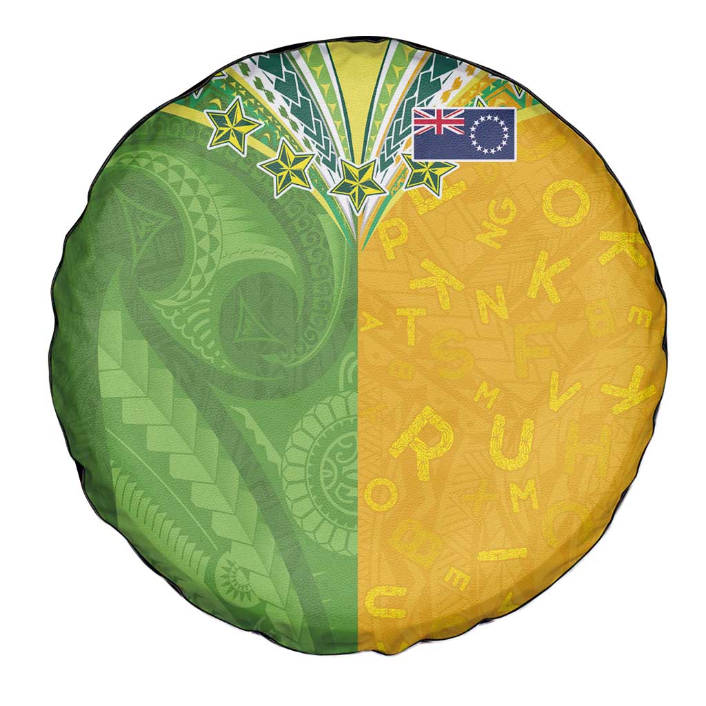 Cook Islands Language Week Spare Tire Cover Tatau Pattern and Rarotongan Alphabet LT03 - Polynesian Pride