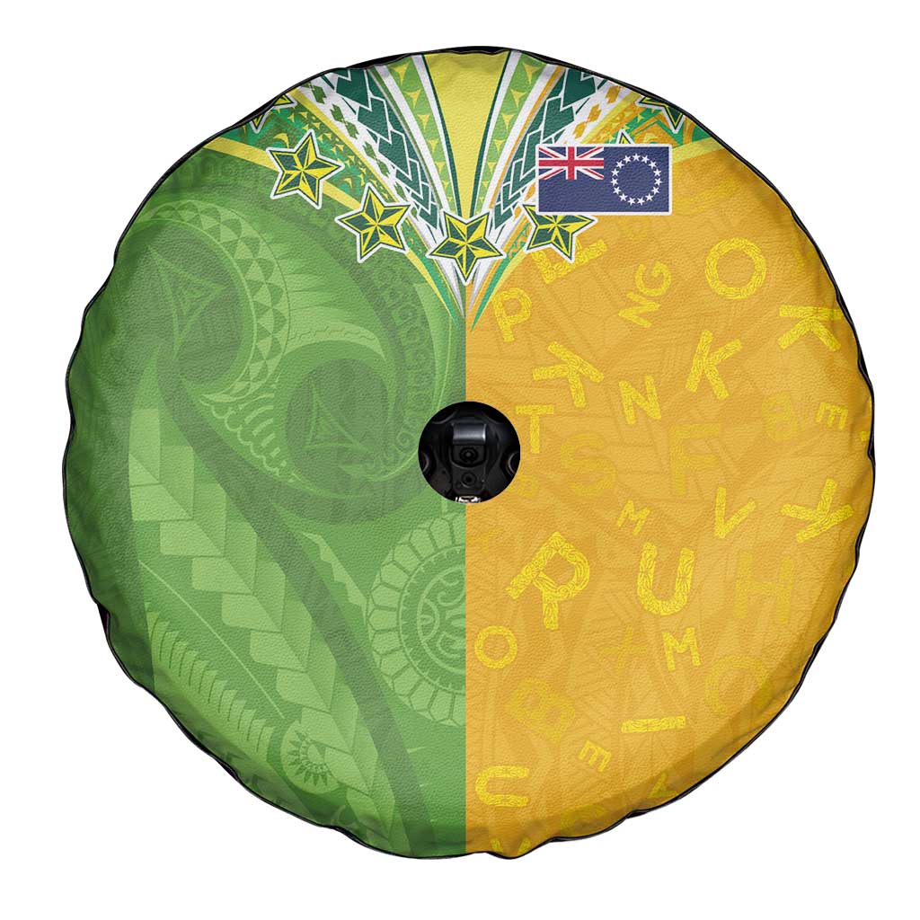 Cook Islands Language Week Spare Tire Cover Tatau Pattern and Rarotongan Alphabet LT03 - Polynesian Pride