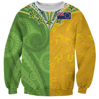 Cook Islands Language Week Sweatshirt Tatau Pattern and Rarotongan Alphabet LT03 Unisex Green - Polynesian Pride