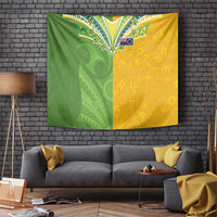 Cook Islands Language Week Tapestry Tatau Pattern and Rarotongan Alphabet LT03 Green - Polynesian Pride