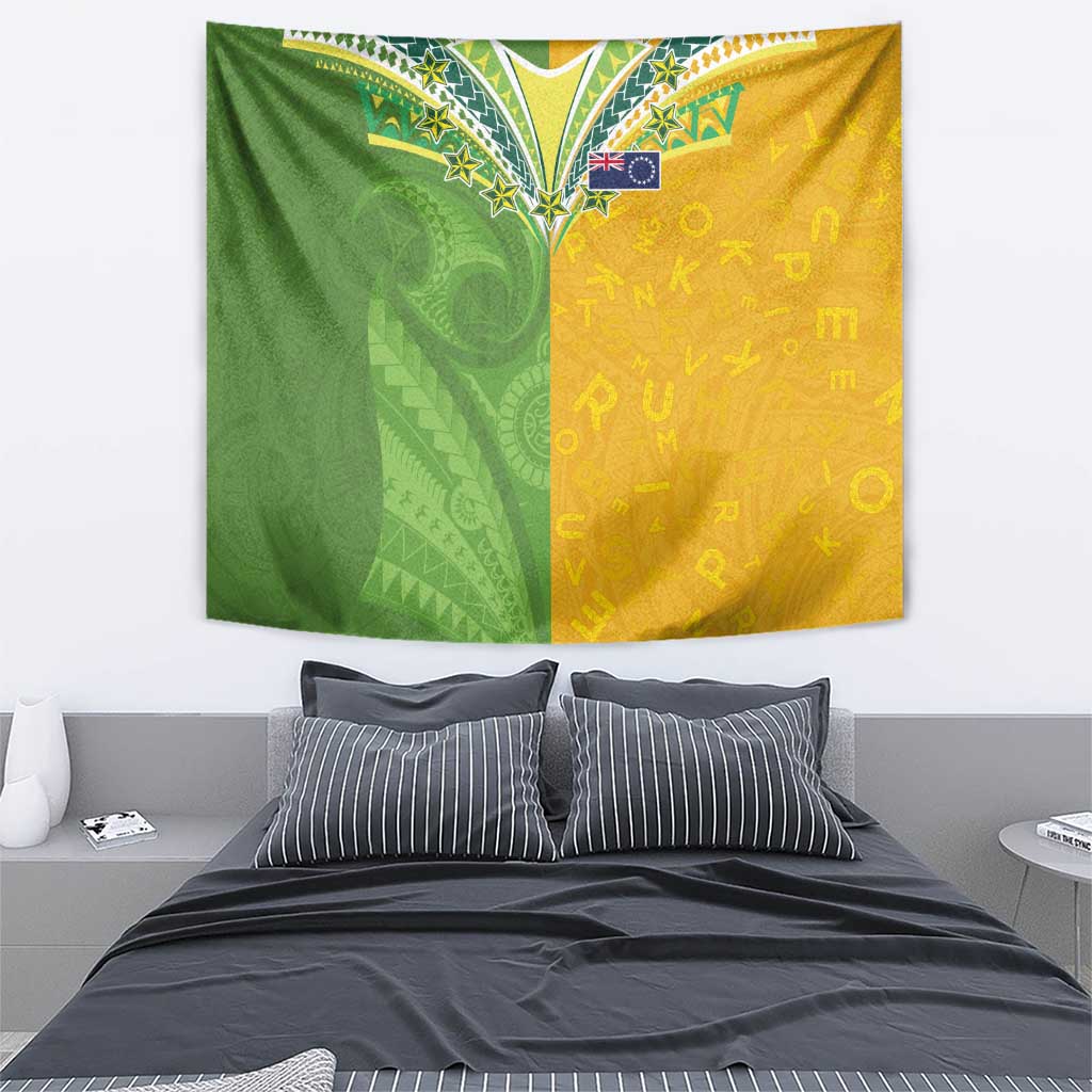 Cook Islands Language Week Tapestry Tatau Pattern and Rarotongan Alphabet LT03 - Polynesian Pride