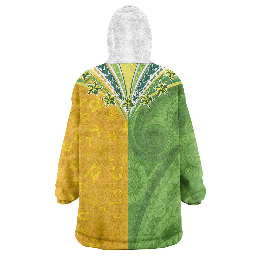 Cook Islands Language Week Wearable Blanket Hoodie Tatau Pattern and Rarotongan Alphabet LT03 - Polynesian Pride