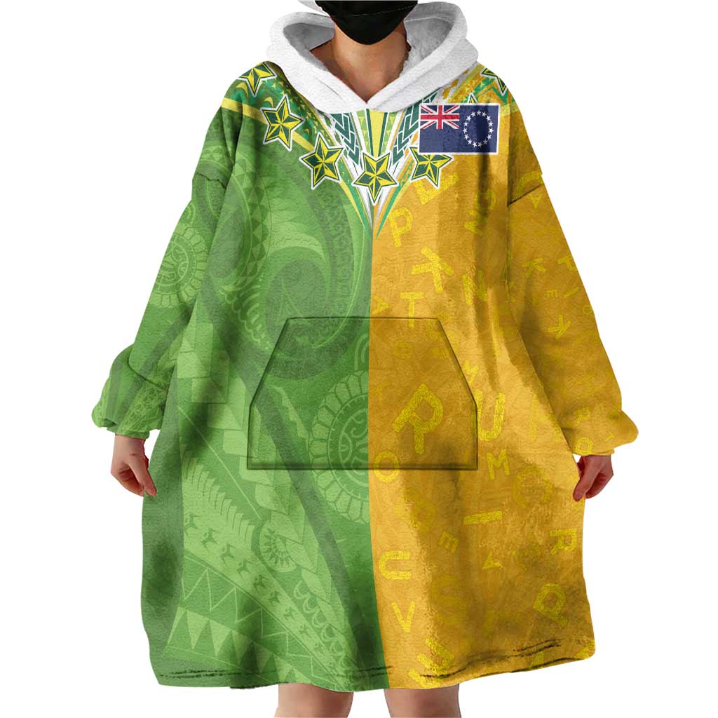 Cook Islands Language Week Wearable Blanket Hoodie Tatau Pattern and Rarotongan Alphabet LT03 - Polynesian Pride
