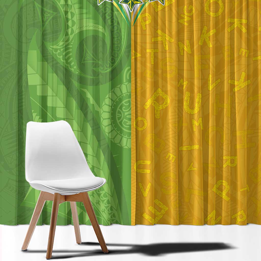 Cook Islands Language Week Window Curtain Tatau Pattern and Rarotongan Alphabet LT03 - Polynesian Pride