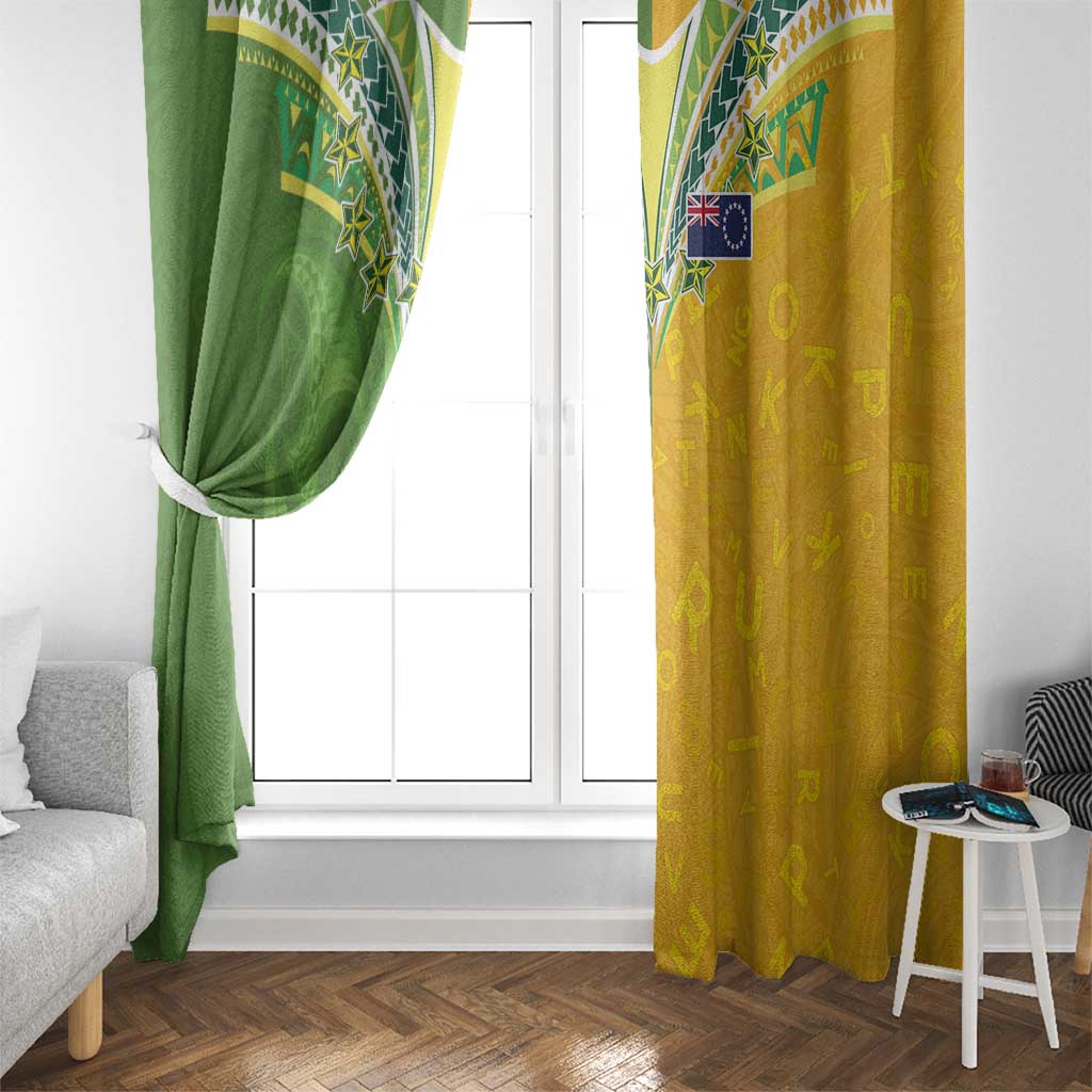 Cook Islands Language Week Window Curtain Tatau Pattern and Rarotongan Alphabet LT03 - Polynesian Pride