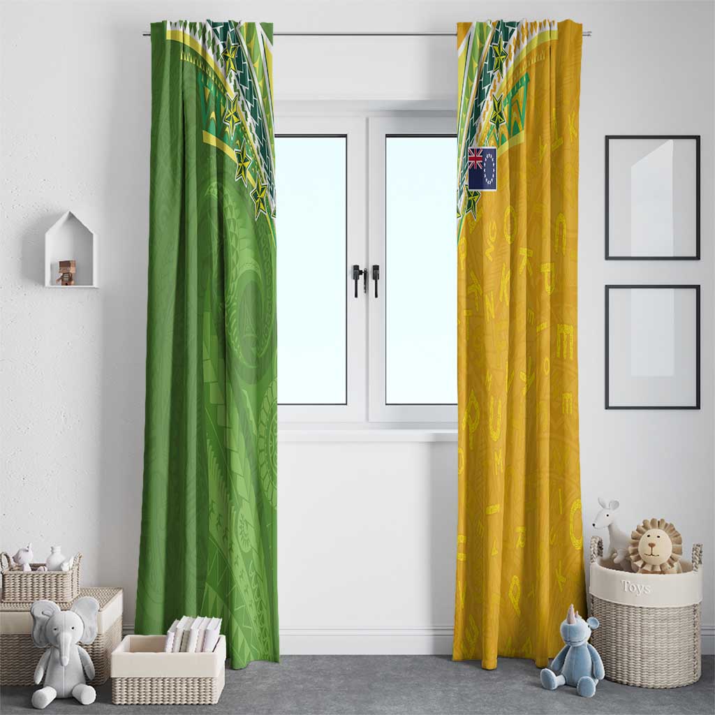 Cook Islands Language Week Window Curtain Tatau Pattern and Rarotongan Alphabet LT03 - Polynesian Pride