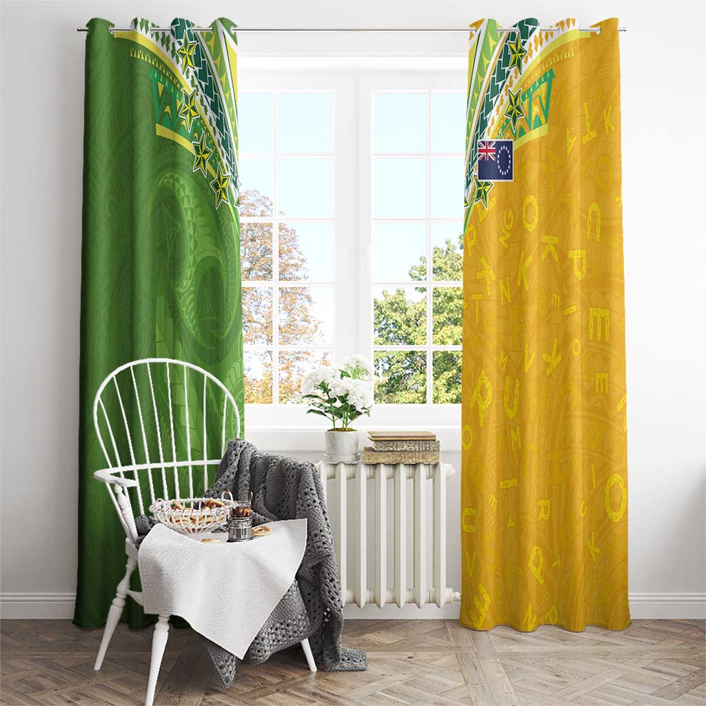 Cook Islands Language Week Window Curtain Tatau Pattern and Rarotongan Alphabet LT03 - Polynesian Pride