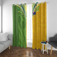 Cook Islands Language Week Window Curtain Tatau Pattern and Rarotongan Alphabet LT03 With Grommets Green - Polynesian Pride
