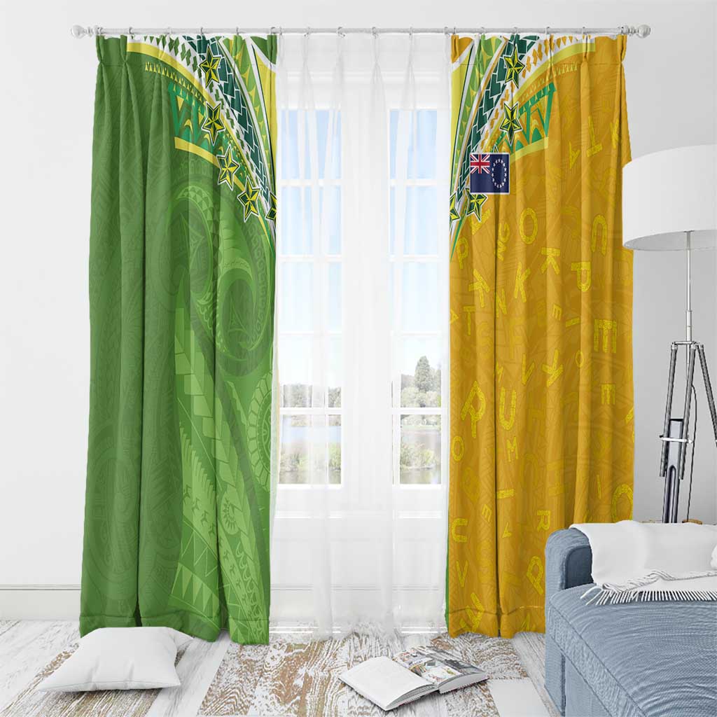 Cook Islands Language Week Window Curtain Tatau Pattern and Rarotongan Alphabet LT03 - Polynesian Pride