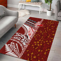 Tonga Language Week Area Rug Ngatu Pattern and Tongan Alphabet LT03 - Polynesian Pride
