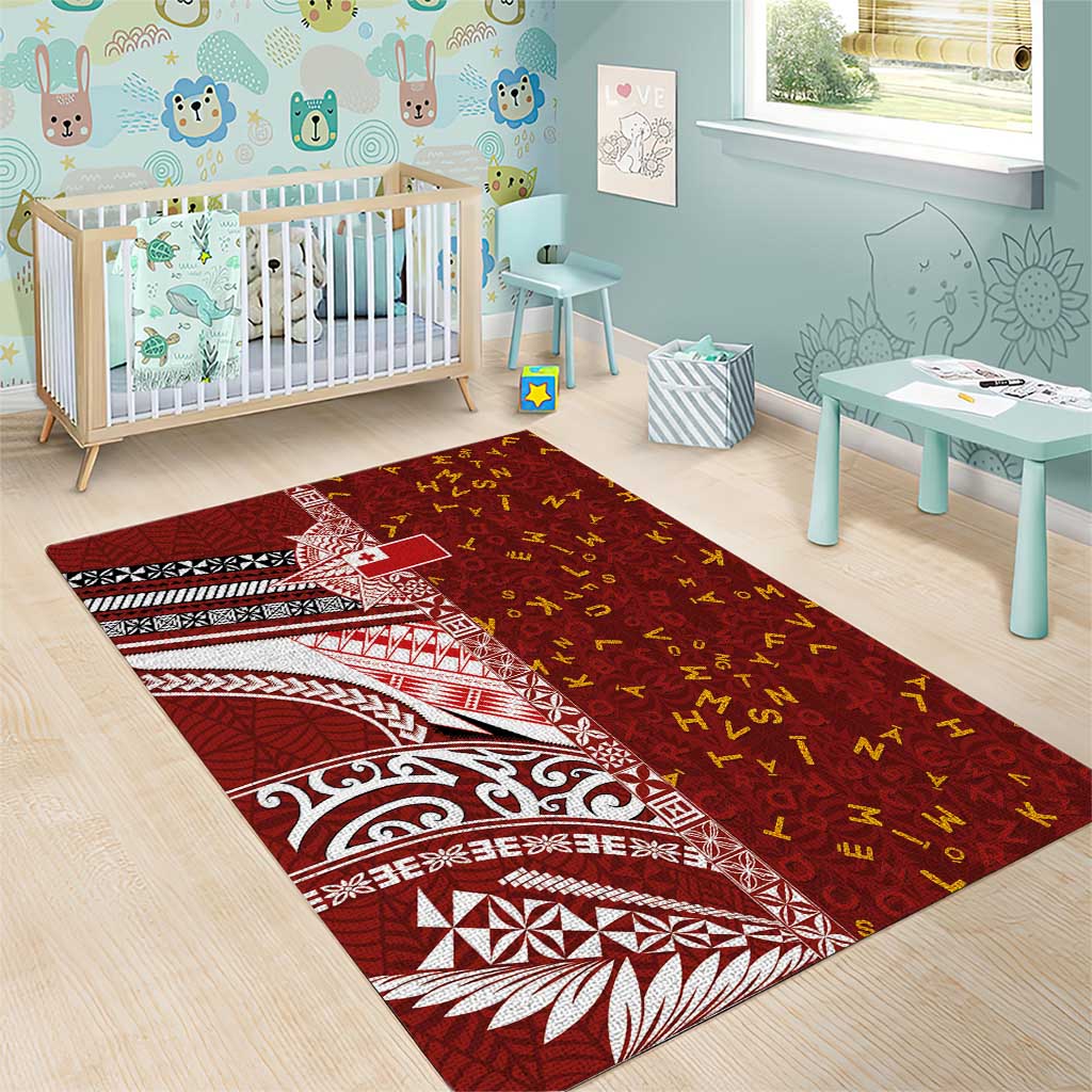 Tonga Language Week Area Rug Ngatu Pattern and Tongan Alphabet LT03 - Polynesian Pride