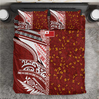 Tonga Language Week Bedding Set Ngatu Pattern and Tongan Alphabet LT03 Red - Polynesian Pride