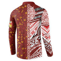 Tonga Language Week Button Sweatshirt Ngatu Pattern and Tongan Alphabet LT03 - Polynesian Pride