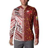 Tonga Language Week Button Sweatshirt Ngatu Pattern and Tongan Alphabet LT03 - Polynesian Pride