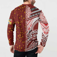 Tonga Language Week Button Sweatshirt Ngatu Pattern and Tongan Alphabet LT03 - Polynesian Pride