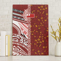 Tonga Language Week Canvas Wall Art Ngatu Pattern and Tongan Alphabet LT03 Without Frame Red - Polynesian Pride