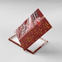 Tonga Language Week Canvas Wall Art Ngatu Pattern and Tongan Alphabet LT03 With Frame Red - Polynesian Pride