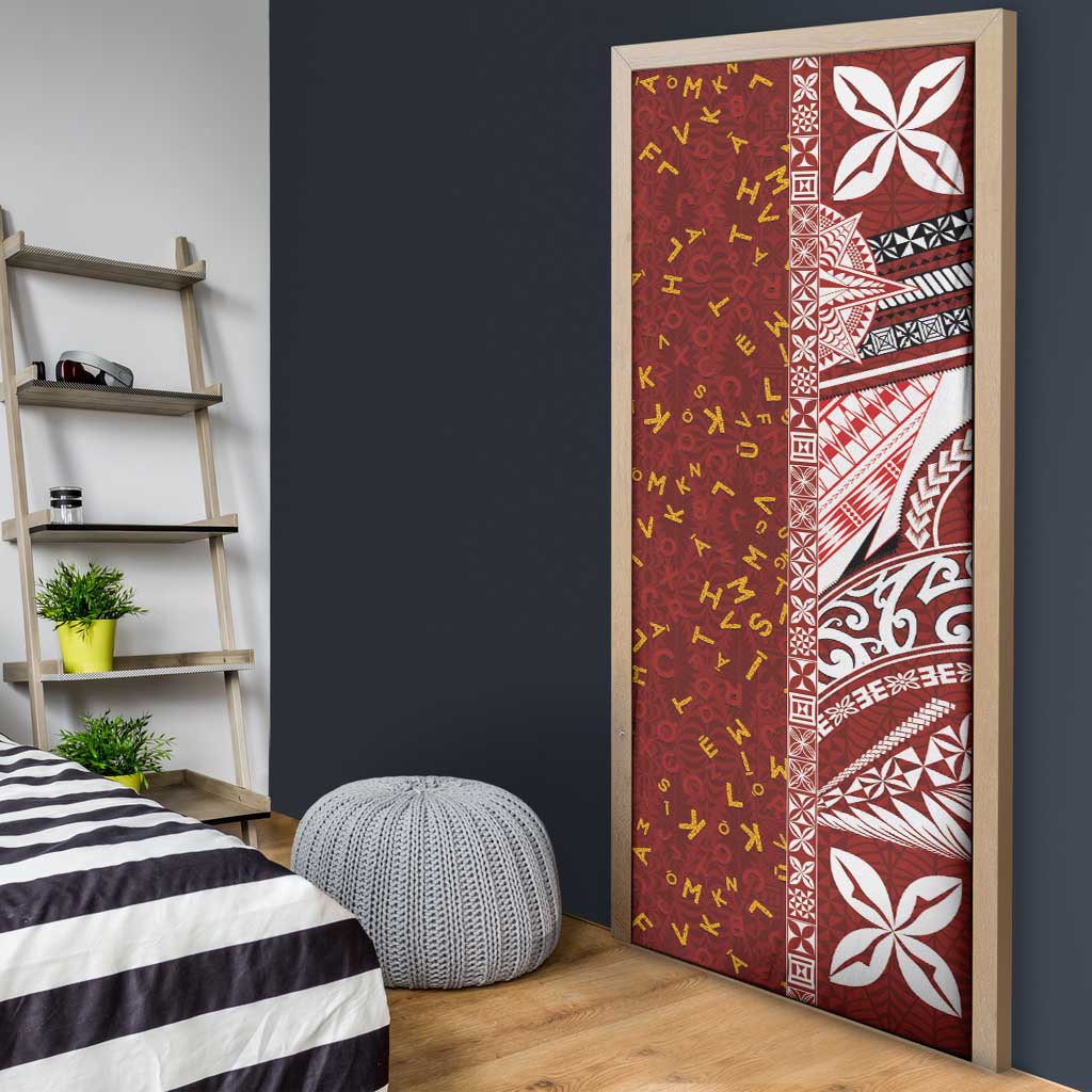 Tonga Language Week Door Cover Ngatu Pattern and Tongan Alphabet LT03 - Polynesian Pride