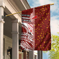 Tonga Language Week Garden Flag Ngatu Pattern and Tongan Alphabet LT03 House Flag Red - Polynesian Pride