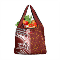 Tonga Language Week Grocery Bag Ngatu Pattern and Tongan Alphabet LT03 1-pack One Size Red - Polynesian Pride