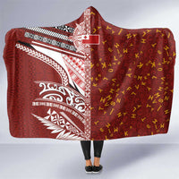 Tonga Language Week Hooded Blanket Ngatu Pattern and Tongan Alphabet LT03 One Size Red - Polynesian Pride