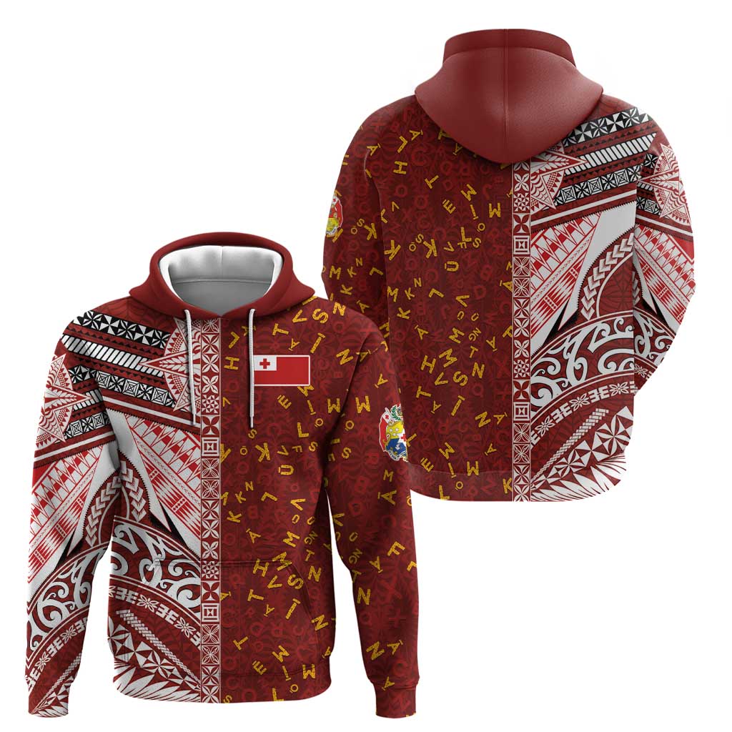 Tonga Language Week Hoodie Ngatu Pattern and Tongan Alphabet LT03 - Polynesian Pride