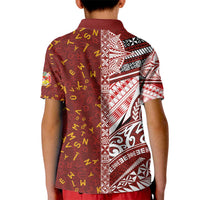 Tonga Language Week Kid Polo Shirt Ngatu Pattern and Tongan Alphabet LT03 - Polynesian Pride