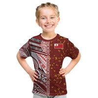 Tonga Language Week Kid T Shirt Ngatu Pattern and Tongan Alphabet LT03 Red - Polynesian Pride