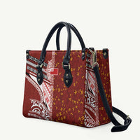 Tonga Language Week Leather Bag Ngatu Pattern and Tongan Alphabet LT03 Red - Polynesian Pride