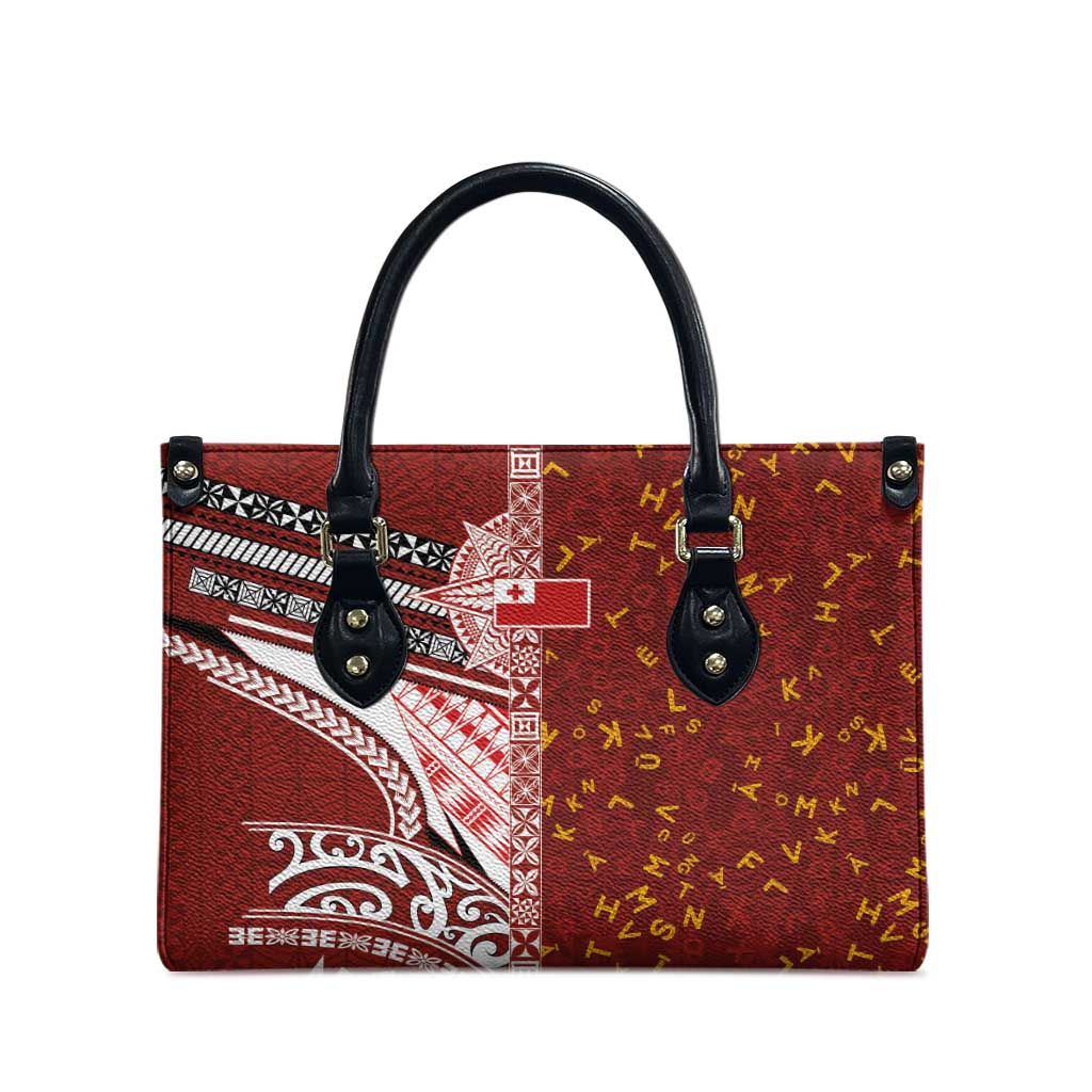 Tonga Language Week Leather Bag Ngatu Pattern and Tongan Alphabet LT03 - Polynesian Pride