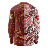 Tonga Language Week Long Sleeve Shirt Ngatu Pattern and Tongan Alphabet LT03 - Polynesian Pride