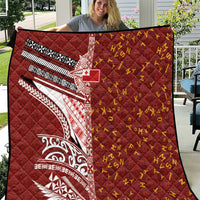 Tonga Language Week Quilt Ngatu Pattern and Tongan Alphabet LT03 Red - Polynesian Pride