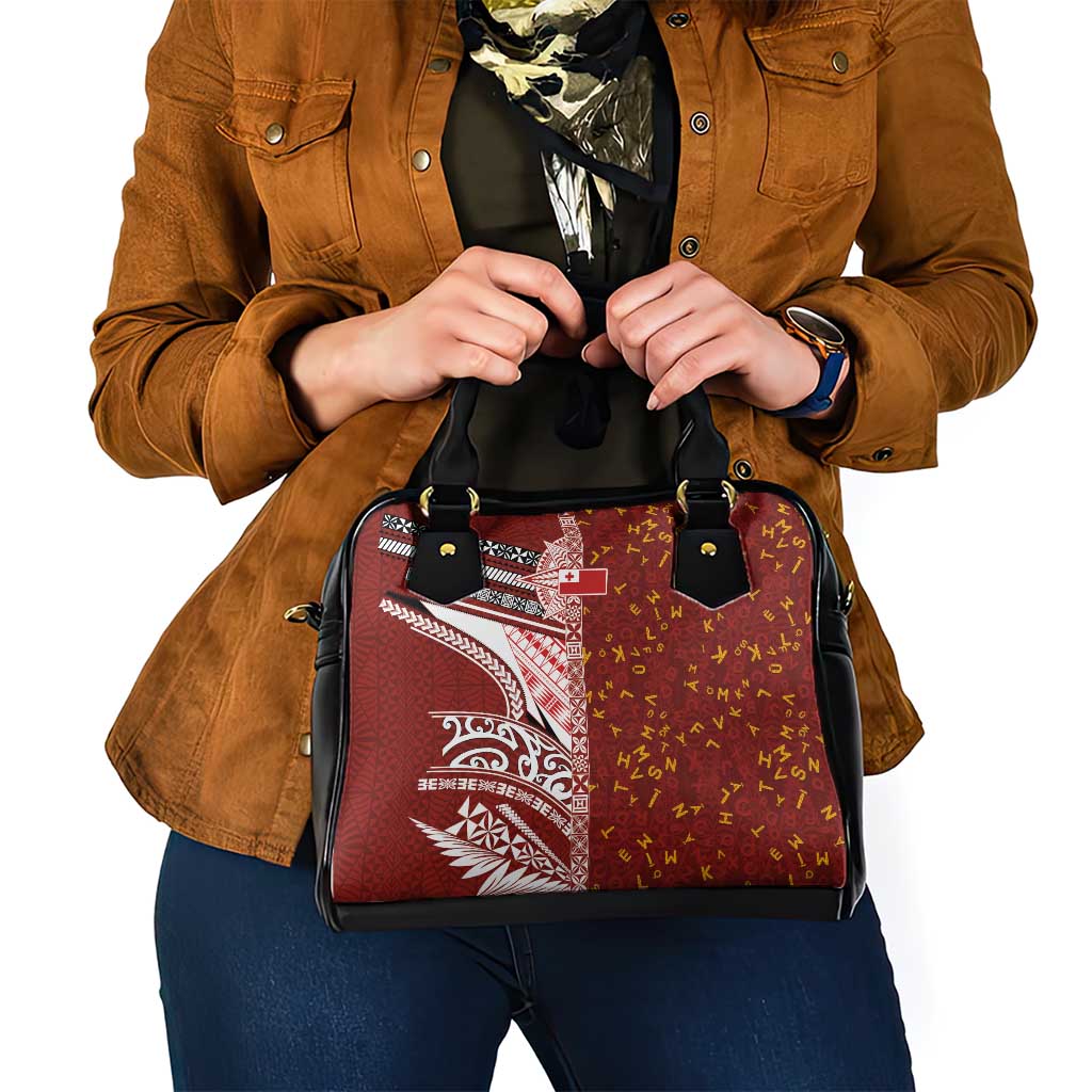 Tonga Language Week Shoulder Handbag Ngatu Pattern and Tongan Alphabet LT03 - Polynesian Pride