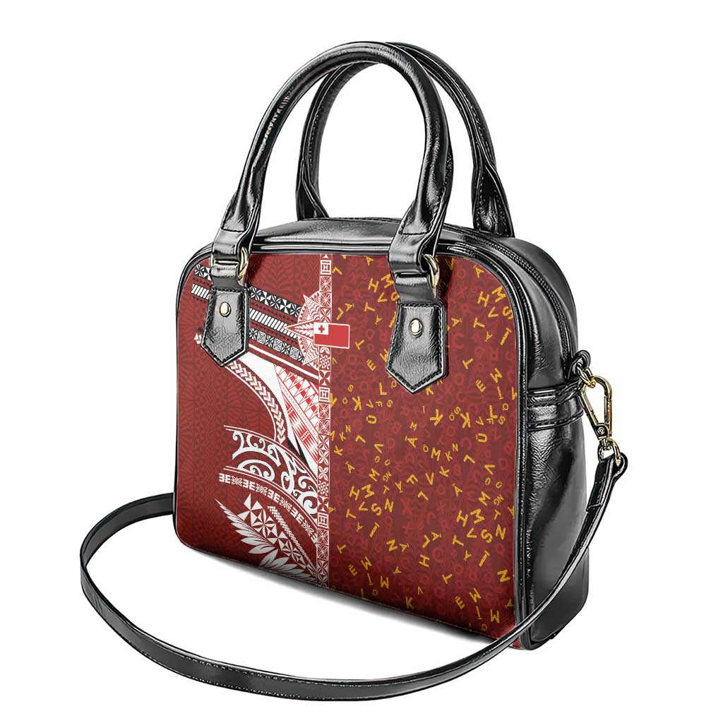 Tonga Language Week Shoulder Handbag Ngatu Pattern and Tongan Alphabet LT03 - Polynesian Pride