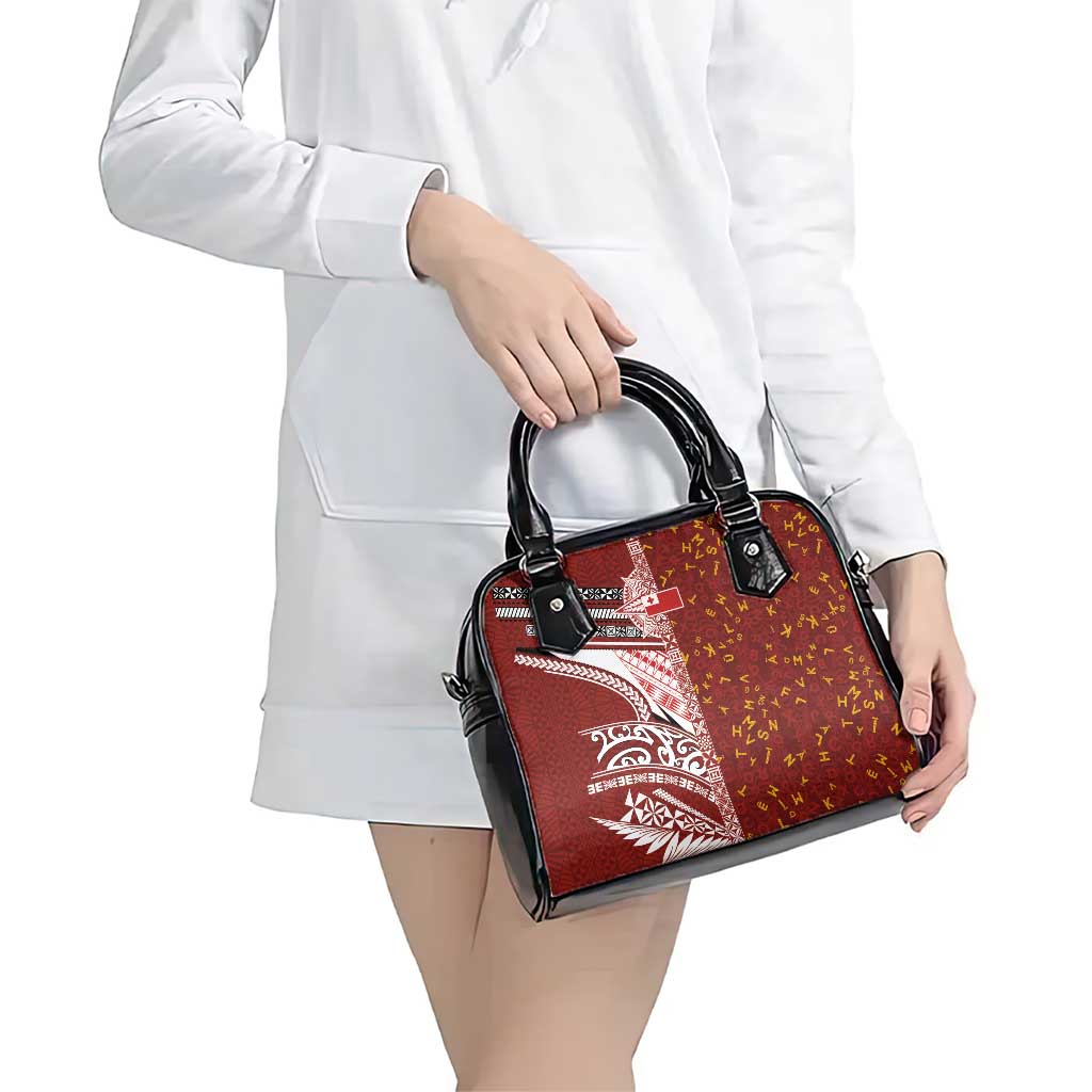 Tonga Language Week Shoulder Handbag Ngatu Pattern and Tongan Alphabet LT03 - Polynesian Pride
