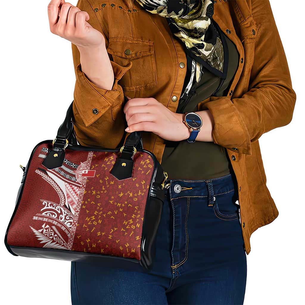 Tonga Language Week Shoulder Handbag Ngatu Pattern and Tongan Alphabet LT03 - Polynesian Pride