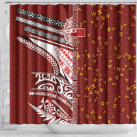 Tonga Language Week Shower Curtain Ngatu Pattern and Tongan Alphabet LT03 - Polynesian Pride