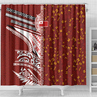 Tonga Language Week Shower Curtain Ngatu Pattern and Tongan Alphabet LT03 - Polynesian Pride